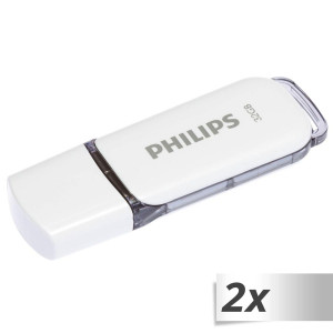 Philips USB 2.0 32GB Snow Edition gris Lot de 2 512850-20