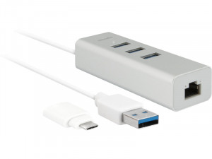 Novodio Hub 3 ports USB 3.0 + Gigabit Ethernet avec adaptateur USB-C HUBNVO0002-20