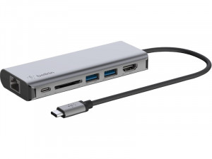 Belkin Hub USB-C Station d'accueil 6 ports Charge USB-C 100 W, RJ-45 et HDMI HUBBLK0004-20