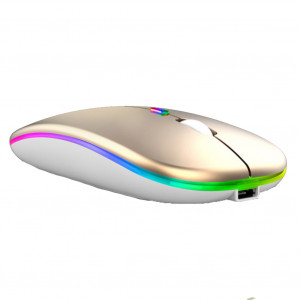 2.4G Souris sans fil Bluetooth RVB Rechargeable Muet Rétroéclairage LED Souris de jeu pour ordinateurs portables Doré C8062Q8CA9994-20