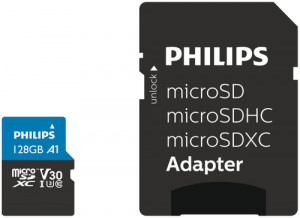 Philips MicroSDXC Card 128GB Class 10 UHS-I U3 + adaptateur 512563-20