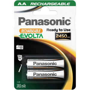 1x2 Panasonic batt. NiMH Mignon AA 2450 mAh rechargeable Evolta 706552-20