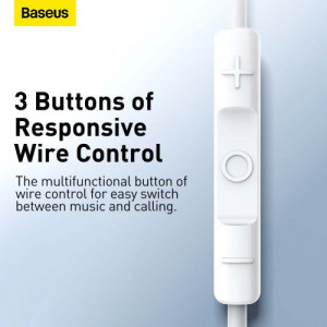 Baseus Earphone Encok H17 in-ear wired earphone with 3.5mm jack wired headphones White (NGCR020002) DA299923-20