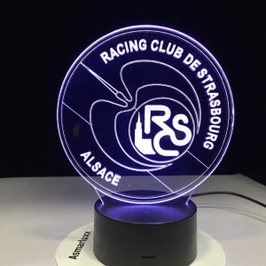 Creative Lampe LED 3D 2 modes d'éclairage, 7 couleurs, alimentation via USB ou piles AA Design RCS Racing Club de Strasbourg LEDASMARCS03-20