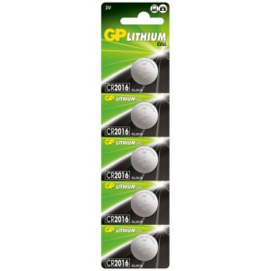 GP Battery (CR2016) Lithium coin, CR2016-7U5 (5 batteries / blister) 3V DP091231-20