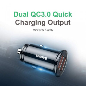 Baseus Car Charger Circular Plastic A+A Dual Quick Charge 3.0 30W Black (CCALL-YD01) DA547606-20