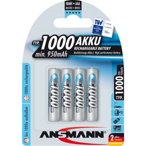 1x4 Ansmann NiMH piles 1000 Micro AAA 950 mAh 391986-20