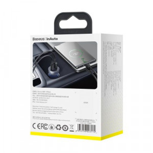 Baseus Car Charger Particular Digital Display C+U, PD 3.0 QC 4.0+, SCP, PPS, 5A, 65W Silver (CCKX-C0A) DA1175392-20