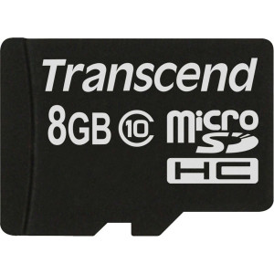 Transcend microSDHC 8GB Class 10 + adaptateur SD 508025-20