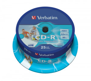 1x25 Verbatim CD-R 80 / 700MB 52x Speed, Data Life plus print. 759064-20