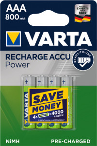 1x4 Varta Batterie Rechargeable AAA Ready2Use NiMH 800 mAH Micro 355313-20