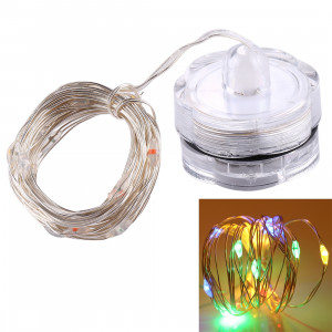 2m 20 LED Bouton résistant à l'eau Bouton Bouton Batterie Batterie Silver Wire String Light Lampe de fée Lumière décorative (Lumière colorée) S221CL5-20