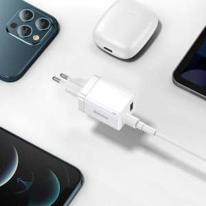 Baseus Travel Charger Super Si Pro mini Fast Charger, C+U, PD 3.0, QC 3.0 30W EU White (CCSUPP-E02) DA102058-20