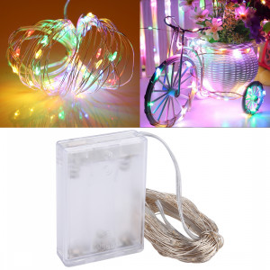 10m 6W 100 LED SMD 0603 IP65 Waterproof 3 x AA Batteries Box Silver Wire String Light Lampe de fête Lampe décorative, DC 5V (lumière colorée) S117CL6-20