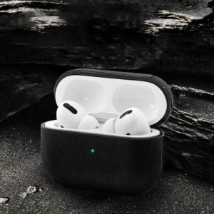 Cas d'écouteurs sans fil Bluetooth pour Apple AirPods Casque de charge pour Airpods Housse de protection en cuir synthétique noir C0TQAU13105-20