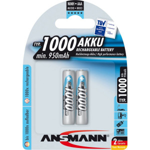 1x2 Ansmann NiMH piles 1000 Micro AAA 950 mAh 391979-20