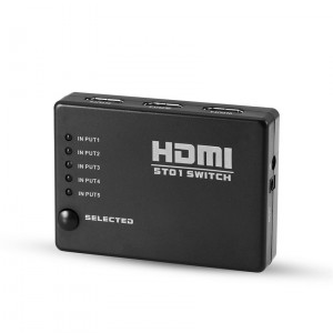 Commutateur HDMI 5 ports 1080P Répartiteur HDMI 3D avec télécommande sans fil IR pour HDTV DVD PS3 XBox 360 Noir C3124JEPL7200-20
