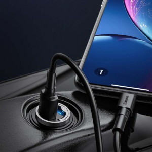 Baseus Car Charger Tiny Star Mini Quick Charge, U+Um 12/24V, 30W Gray (VCHX-A0G) DA603190-20
