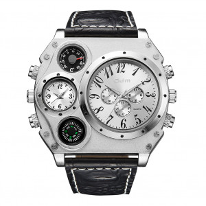 Oulm Montre-bracelet à quartz en cuir de luxe pour homme d'affaires HP1349 Business avec quartz de couleur blanche C0139169-20