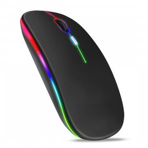 2.4G Souris sans fil Bluetooth RVB Rechargeable Muet Rétroéclairage LED Souris de jeu pour ordinateurs portables Noir C8048O2XR4667-20