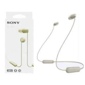 Sony WI-C100 Bluetooth Wireless In-Ear Headphones, BT 5.0, Remote Control, Beige EU DO1990230-20