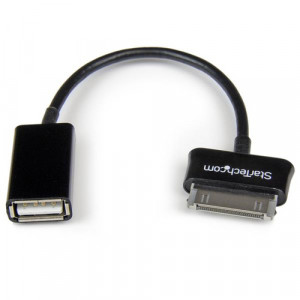 StarTech.com USB OTG Adapter Cable for Samsung Galaxy Tab USB cable USB female to Samsung 30-pin Dock Connector male 15.24 cm shielded black for Samsung Galaxy Tab, Tab 10, Tab 2, Tab 7.0, Tab 7.7, Tab 8.9, Tab WiFi XT2316911N1291-20