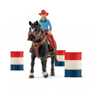 Schleich Vie à la ferme 42576 Cowgirl et Tonneaux de racing 715262-20