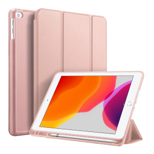 DUX DUCIS pour iPad pro 7 10,2 pouces 2019 cuir PU + coque arrière TPU étui de protection complet avec porte-stylo rose C0KDKH12203-20