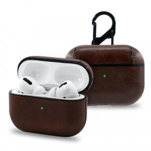 Cas d'écouteur sans fil Bluetooth pour Apple AirPods casque de charge pour Airpods Housse de protection en cuir synthétique brun foncé C06Z466158-20