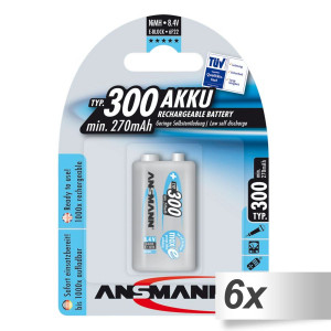 1x6 Ansmann maxE NiMH piles 300 9V-Block 270 mAh 5035453 502805-20