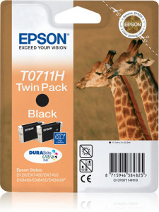 Epson noir Lot de 2 T 071 High Capacity T 0711H 198163-20