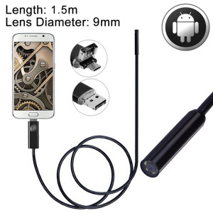 Caméra d'inspection de tube de serpent imperméable USB et endoscope USB 2 en 1 avec 6 DEL pour le plus récent téléphone OTG Android, longueur: 1,5 m, diamètre de la lentille: 9 mm SH05021326-20