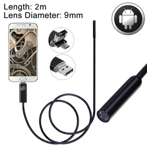 2 en 1 Micro USB et USB Endoscope étanche caméra de tube de serpent avec 6 LED pour les plus récents OTG Android Phone, longueur: 2 m, diamètre de la lentille: 9 mm SH050F111-20