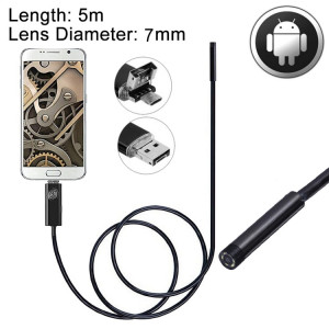 2 en 1 Micro USB et USB Endoscope étanche caméra de tube de serpent avec 6 LED pour le dernier téléphone OTG Android, longueur: 5 m, diamètre de l'objectif: 7 mm SH052E777-20