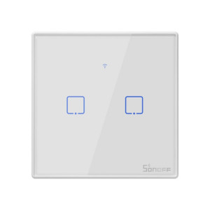 Sonoff T1 Touch 86mm Interrupteur mural en verre trempé, 1 voie, 2 voies Interrupteur tactile Smart Home, compatible avec Alexa et Google Home, CA 90V-250V 2A, prise anglaise SH035371-20