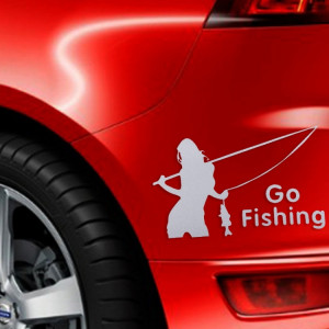 Autocollant réfléchissant de voiture Beauty Go Fishing Styling, taille: 14cm x 8.5cm (Argent) SH151S91-20