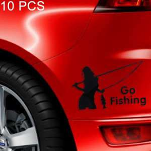 Autocollant réfléchissant de voiture, style pêche, 10 PCS Beauty Go, Taille: 14cm x 8.5cm (Noir) SH154B1901-20