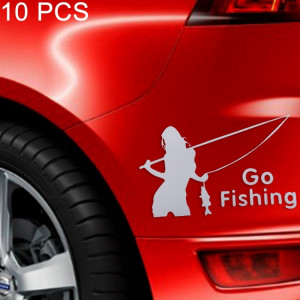 Autocollant réfléchissant de voiture, style pêche, 10 PCS Beauty Go, Taille: 14cm x 8.5cm (Argent) SH154S1756-20