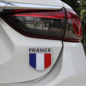 Autocollant décoratif d'insigne de voiture en métal de forme de bouclier de drapeau français SH0228575-20