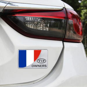 Universal Car France Flag Rectangle Forme Autocollant Décoratif en Métal VIP (Argent) SH478S971-20