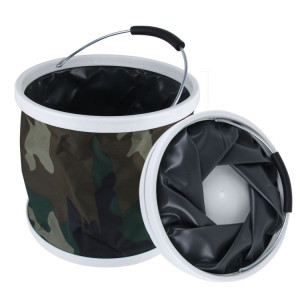 Seau de seau imprimé par camouflage pliable de forme de cylindre 11L pour le camping de pêche SH05411747-20
