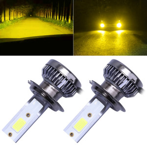 2 PCS H7 DC9-36V / 36W / 3000K / 6000LM IP68 voiture / moto Mini COB LED phares lampes / antibrouillard (lumière dorée) SH03JL201-20