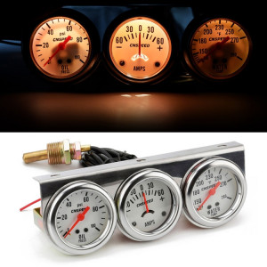 52mm 12 V universel voiture modifié Triple mètre 3 en 1 jauge de presse à huile + jauge de température de l'eau + ampèremètre, avec capteur SH13091456-20