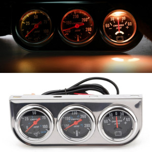 52mm 12 V universel voiture modifié Triple mètre 3 en 1 jauge de presse à huile + jauge de température de l'eau + ampèremètre, avec capteur SH1310935-20