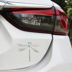 Autocollant décoratif en forme de libellule en métal pour le corps d'une voiture (argent) SH322S1787-20