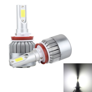 2 PCS H8 / H9 / H11 18W 1800 LM 6000K IP68 Casnbus phare de voiture à courant constant LED avec 2 lampes COB, DC 9-36V (lumière blanche) SH05WL713-20