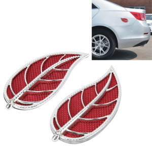 Autocollant décoratif en plastique pour voiture, 2 feuilles, en forme de feuille, taille: 12,0 x 6,0 cm (argent + rouge) SH86691915-20