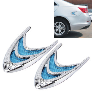 Autocollant décoratif en plastique pour voiture, 2 PCS, Taille: 10.0 x 5.0cm (Argent + Bleu) SH86701012-20