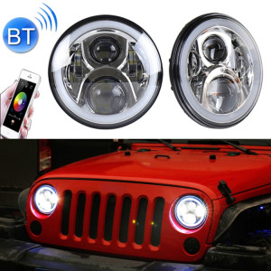 2 PCS 7 pouces DC12V 6000K-6500K 50W voiture phare LED Cree lampe perles pour Jeep Wrangler / Harley, prise en charge APP + contrôle Bluetooth (argent) SH127S822-20