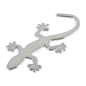 Autocollant décoratif lumineux de voiture en métal de forme de gecko (argent) SH634S968-20